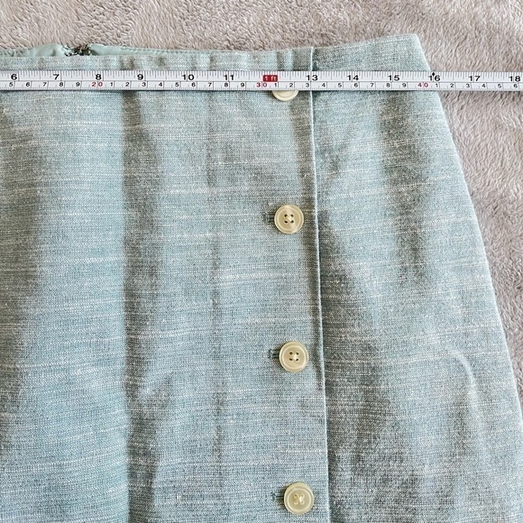 LOFT WOMEN'S Linen SEA BLUE W/ SILVER THREADS skirts SIZE 8 - Picture 4 of 9
